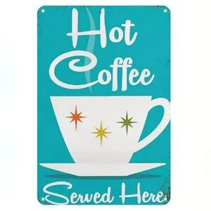 Retro Coffee Sign - Teal and White